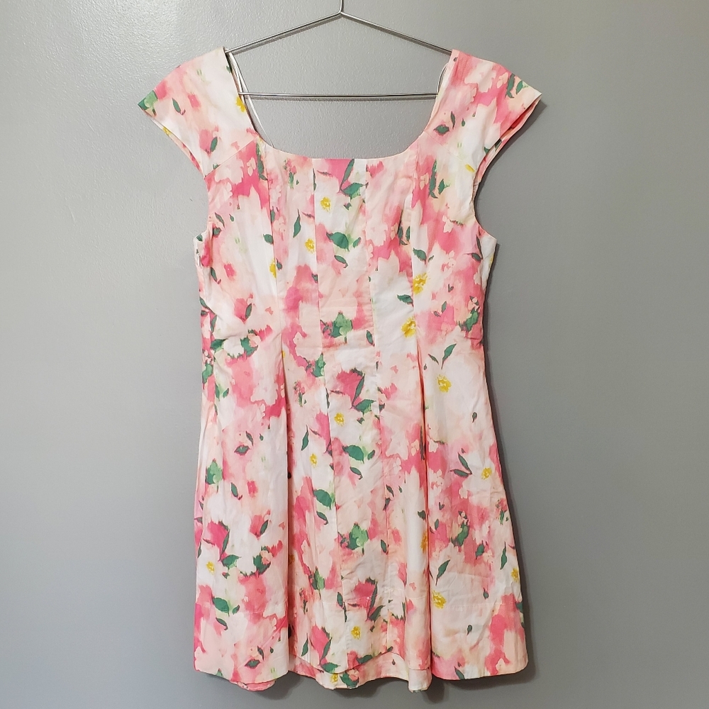 NWT A New Day Pink Floral Cotton Womens Dress Fit and Flare Size 10 - Picture 5 of 8